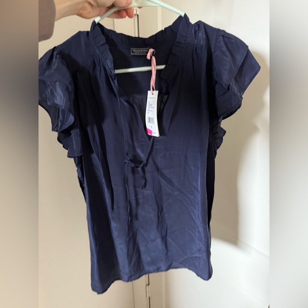 NWT Vineyard Vines double ruffle sleeve top